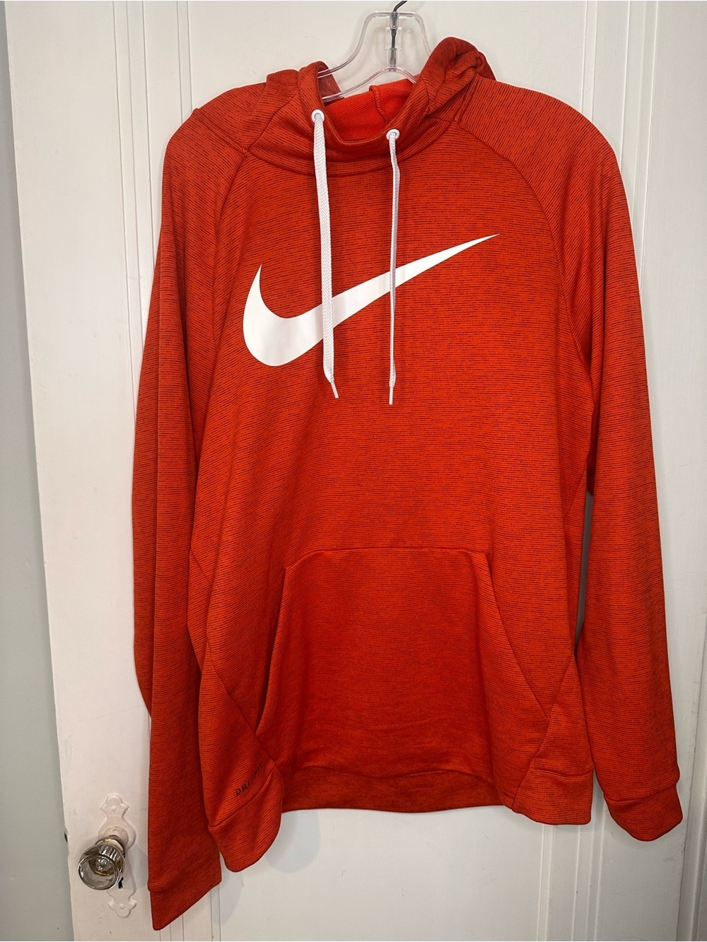 Nike Men’s Orange Crewneck Pullover with White Swoosh
